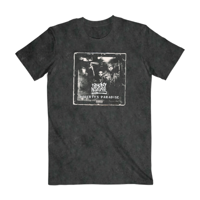 The front of the Poverty's Paradise Tee with the Poverty's Paradise album cover printed on the front.