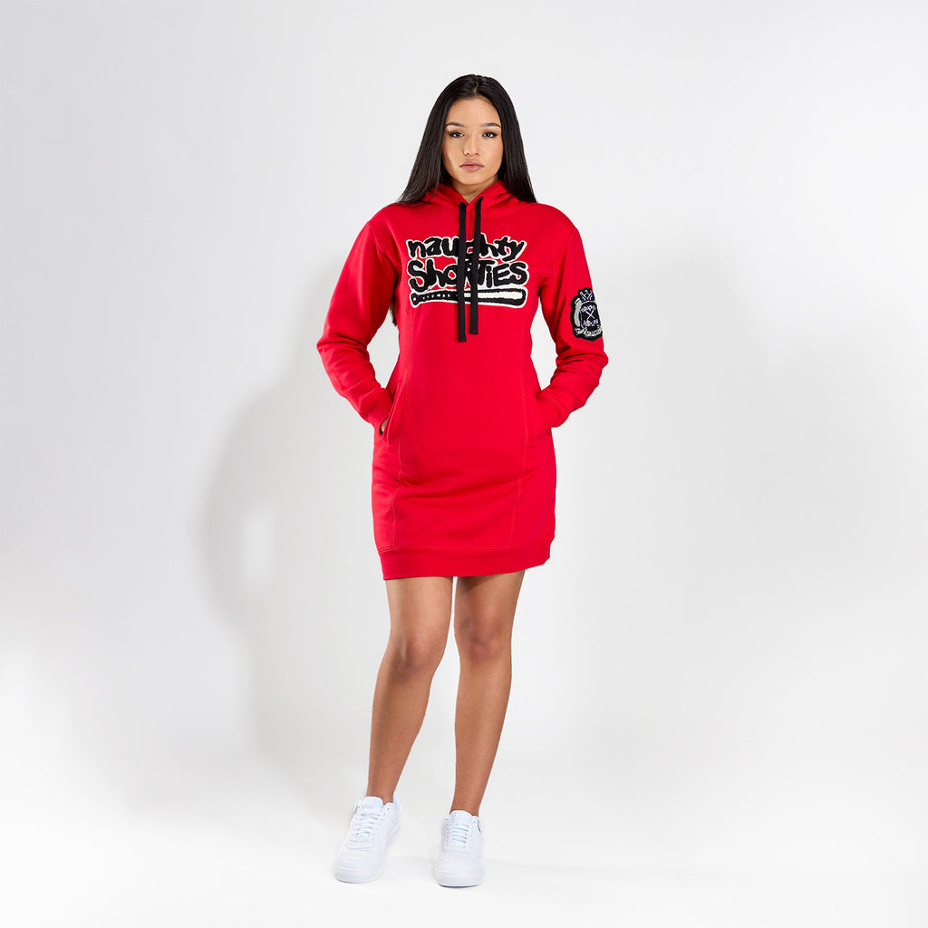 Red dress with hoodie online